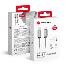 Заредете изображение във визуализатора на галерията – FORCELL F-ENERGY Metal C238 cable Type C to Lightning PD 3A 27W 2 m silver
