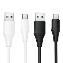 Заредете изображение във визуализатора на галерията – Silicone Cable USB A to USB C Hoco 3A 1 m X124 white
