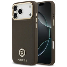 Заредете изображение във визуализатора на галерията – GUESS case for IPHONE 17 Pro Max compatible with MagSafe GUHMP17XPGCRMDEW (PU W/ Grained Strass Logo) brown
