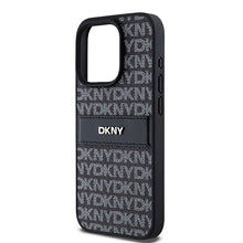 Заредете изображение във визуализатора на галерията – Original Case DKNY hardcase Leather Mono Stripe &amp; Metal Logo DKHCP15XPRTHSLK for Iphone 15 Pro Max black

