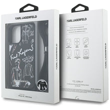 Заредете изображение във визуализатора на галерията – KARL LAGERFELD case for IPHONE 16 KLHCP16SPGGRMPCK compatible with MagSafe (CRSSBY Grained PU W/ Pattern &amp; Logo) black
