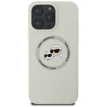 Заредете изображение във визуализатора на галерията – KARL LAGERFELD case for IPHONE 16 Pro compatible with MagSafe KLHMP16LSKCHTCE (Silicone KC Heads) beige
