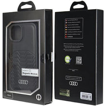 Заредете изображение във визуализатора на галерията – Audi Synthetic Leather Case with MagSafe for iPhone 15/14/13 - Black
