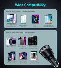 Заредете изображение във визуализатора на галерията – Choetech TC0010 USB-C USB-A PD 63W car charger - black
