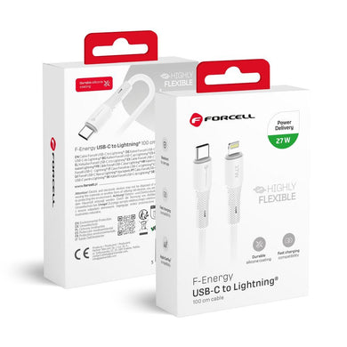 FORCELL F-ENERGY C346 cable Type C to Lightning PD 3A 27W Silicone 1 m white