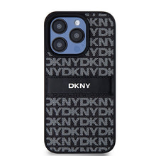 Заредете изображение във визуализатора на галерията – Original Case DKNY hardcase Leather Mono Stripe &amp; Metal Logo DKHCP15XPRTHSLK for Iphone 15 Pro Max black
