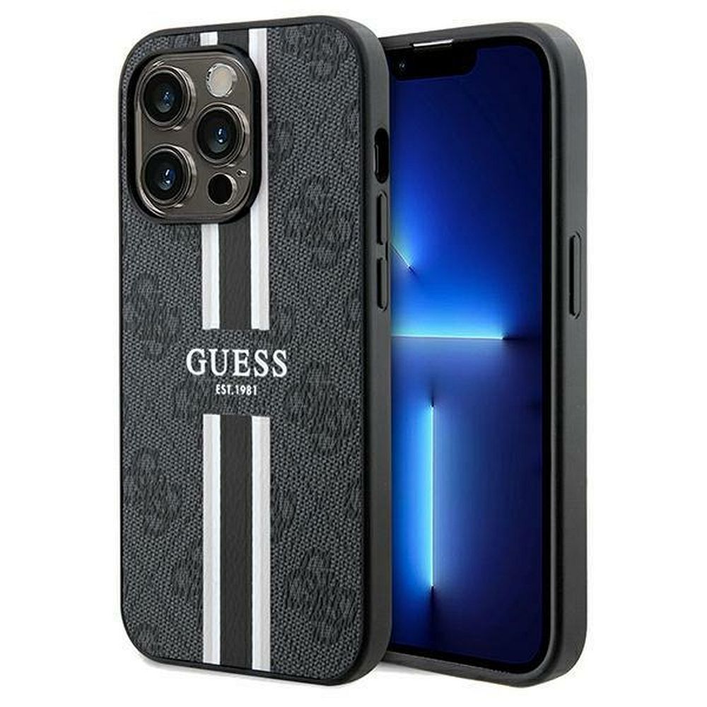 Оригинален гръб GUESS за IPHONE 15 Pro compatible with MagSafe GUHMP15LP4RPSK (4G Printed Stripes) черен