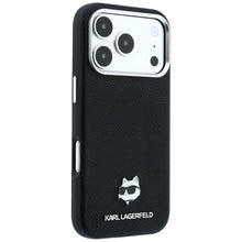 Заредете изображение във визуализатора на галерията – KARL LAGERFELD case for IPHONE 18 Pro Max/ 17 Pro Max compatible with MagSafe (Grained Choupette Head Metal) black
