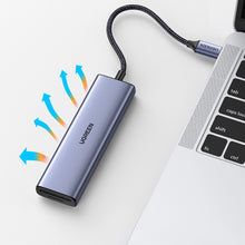 Заредете изображение във визуализатора на галерията – HUB Ugreen CM511 20956A 6in1 USB-C - HDMI / 3x USB-A 3.0 / SD/TF card reader - gray
