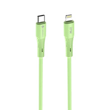 Заредете изображение във визуализатора на галерията – FORCELL F-ENERGY C346 cable Type C to Lightning PD 3A 27W Silicone 1 m green
