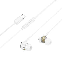 Заредете изображение във визуализатора на галерията – Borofone Earphones BM90 Miller with microphone Typ C white
