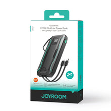 Заредете изображение във визуализатора на галерията – Joyroom JR-L017 22.5W 10000mAh Powerbank with built-in USB-C / Lightning cables - black
