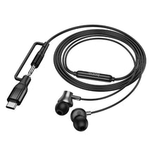 Заредете изображение във визуализатора на галерията – Wired earphones with microphone Jack 3,5 mm/ USB C Hoco M119A black
