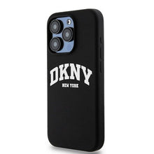 Заредете изображение във визуализатора на галерията – DKNY case for IPHONE 13 Pro compatible with MagSafe DKHMP13LSNYACH (DKNY HC MagSafe Silicone W/White Arch Logo) black
