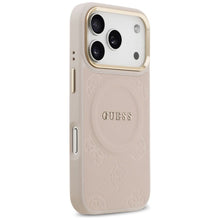 Заредете изображение във визуализатора на галерията – GUESS case for IPHONE 17 Pro compatible with MagSafe GUHMP17LPSAMSECP (PU W/ Peony Hot Stamp) pink
