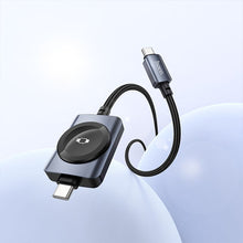 Заредете изображение във визуализатора на галерията – Hoco USB C to USB C cable PD100W with wireless charging for Apple Watch 1,2 m CW66 black
