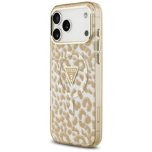 Заредете изображение във визуализатора на галерията – GUESS case for IPHONE 17 Pro compatible with MagSafe GUHMP17LHLEGTGLW (PC TPU W/ Leopard Glitter) brown

