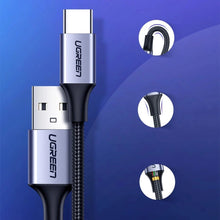 Заредете изображение във визуализатора на галерията – Ugreen US288 60124 USB-A / USB-C QC 3.0 3A 0.25m cable - gray
