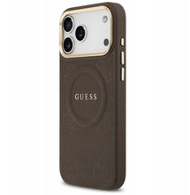 Заредете изображение във визуализатора на галерията – GUESS case for IPHONE 17 Pro Max compatible with MagSafe GUHMP17XPSAMSECW (PU W/ Peony Hot Stamp) brown
