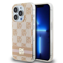 Заредете изображение във визуализатора на галерията – Original Case DKNY hardcase IML Checkered Mono Pattern &amp; Printed Stripes MagSafe DKHMP15XHCPTSP for Iphone 15 Pro Max pink

