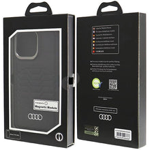 Заредете изображение във визуализатора на галерията – Audi Synthetic Leather case with MagSafe for iPhone 14 Pro Max - black
