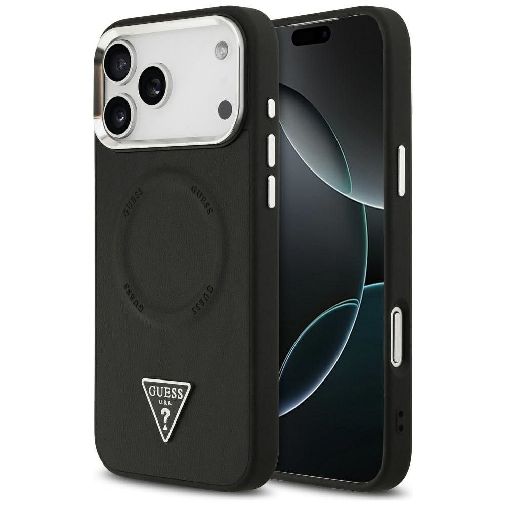 GUESS case for IPHONE 17 Pro compatible with MagSafe GUHMP17LPSDTSCMK (PU W/ Triangle Logo) black