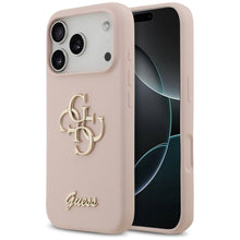 Заредете изображение във визуализатора на галерията – GUESS case for IPHONE 17 Pro GUHCP17LSC4GSMP (Silicone W/ Big 4G Script) pink
