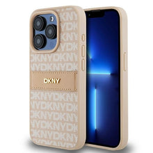Заредете изображение във визуализатора на галерията – Original Case DKNY hardcase Leather Mono Stripe &amp; Metal Logo DKHCP15LPRTHSLP for Iphone 15 Pro pink
