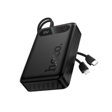 Заредете изображение във визуализатора на галерията – Powerbank 10000 mAh QC PD 2A 22,5W with built-in cables USB C + Lightning Hoco J171 Edge black
