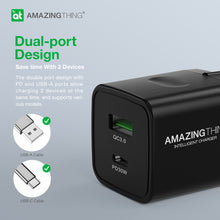 Заредете изображение във визуализатора на галерията – Amazing Thing Wall charger Speed Pro EUPD30WB - USB + Type C - QC 3.0 PD 30W 3A black
