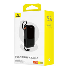 Заредете изображение във визуализатора на галерията – Baseus Qpow Pro+ 10000mAh 22.5W powerbank with built-in USB-C cable and display - black
