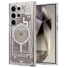Заредете изображение във визуализатора на галерията – Spigen Ultra Hybrid OneTap Ring Case with MagSafe for Samsung Galaxy S24 Ultra - Transparent (Zero One Pattern)
