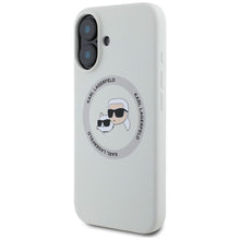 Заредете изображение във визуализатора на галерията – KARL LAGERFELD case for IPHONE 16 compatible with MagSafe KLHMP16SSKCHTCE (Silicone KC Heads) beige
