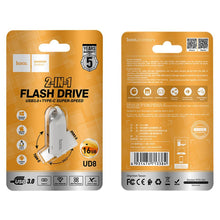 Заредете изображение във визуализатора на галерията – HOCO pendrive USB A + USB C UD8 16GB USB3.0
