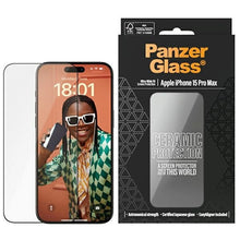 Заредете изображение във визуализатора на галерията – PanzerGlass Ceramic Protection ceramic glass for iPhone 15 Pro Max with positioner
