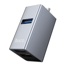 Заредете изображение във визуализатора на галерията – Adapter 3in1 (USB 2.0 x 2+USB 3.0) USB-C Hoco HB54 szary
