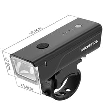 Заредете изображение във визуализатора на галерията – Rockbros 24510003001 front bicycle light 260 lm + USB-C - USB-A cable - black
