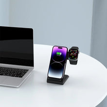 Заредете изображение във визуализатора на галерията – Tech-Protect QI15W-A20 inductive charger with 3in1 stand for smartphone / headphones / Apple Watch - black
