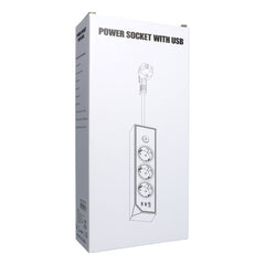 Разклонител с 3 гнезда max 3680W, 1xUSB A, 2x type C 25W порта със захранващ кабел 1,5m E59 - бял
