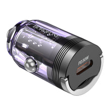 Заредете изображение във визуализатора на галерията – Borofone Car charger BZ29 Ray - Type C - PD 30W 3A transparent-purple
