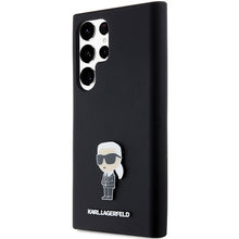 Заредете изображение във визуализатора на галерията – Original Pouch KARL LAGERFELD  hardcase Silicone Ikonik Metal Pin KLHCS24LSMHKNPK for Samsung Galaxy S24 Ultra black
