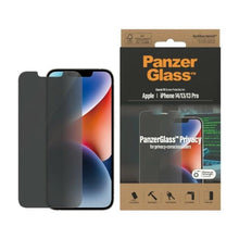 Заредете изображение във визуализатора на галерията – PanzerGlass Classic Fit Privacy Antibacterial Glass for iPhone 14/13 Pro/13
