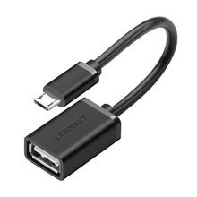 Заредете изображение във визуализатора на галерията – Ugreen US133 10396 micro USB (male) / USB-A (female) OTG cable flat 0.15m - black

