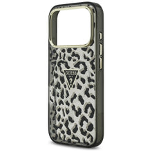 Заредете изображение във визуализатора на галерията – GUESS case for IPHONE 17 Pro compatible with MagSafe GUHMP17LHLEGTGLK (PC TPU W/ Leopard Glitter) black
