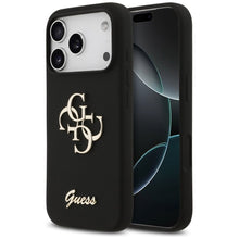 Заредете изображение във визуализатора на галерията – GUESS case for IPHONE 17 Pro GUHCP17LSC4GSMK (Silicone W/ Big 4G Script) black
