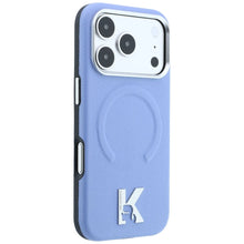Заредете изображение във визуализатора на галерията – KARL LAGERFELD case for IPHONE 18 Pro/17 Pro compatible with MagSafe (Grained Embossed Ring &amp; Kameo Logo) light blue
