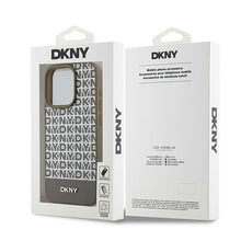 Заредете изображение във визуализатора на галерията – Original Case DKNY hardcase Leather Printed Pattern Metal Logo MagSafe DKHMP15XPSOSPW for Iphone 15 Pro Max brown
