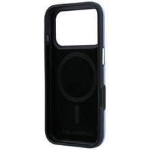Заредете изображение във визуализатора на галерията – KARL LAGERFELD case for IPHONE 18 Pro/17 Pro compatible with MagSafe (Grained Embossed Ring &amp; Kameo Logo) light blue

