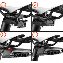 Заредете изображение във визуализатора на галерията – Rockbros LKWD-R1 rear bicycle light with laser and remote control + micro USB cable - USB-A - black
