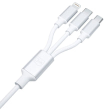 Заредете изображение във визуализатора на галерията – 3mk Hyper Cable 3in1 USB-A - USB-C / USB-C - micro USB - Lightning 1.5m - white

